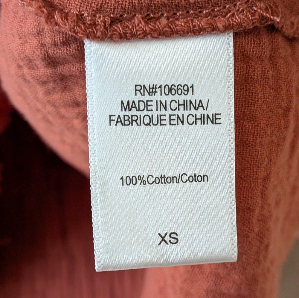Young Fabolous & Broke Blouse Women's XS Textured Rust Orange Oversized - Picture 5 of 8